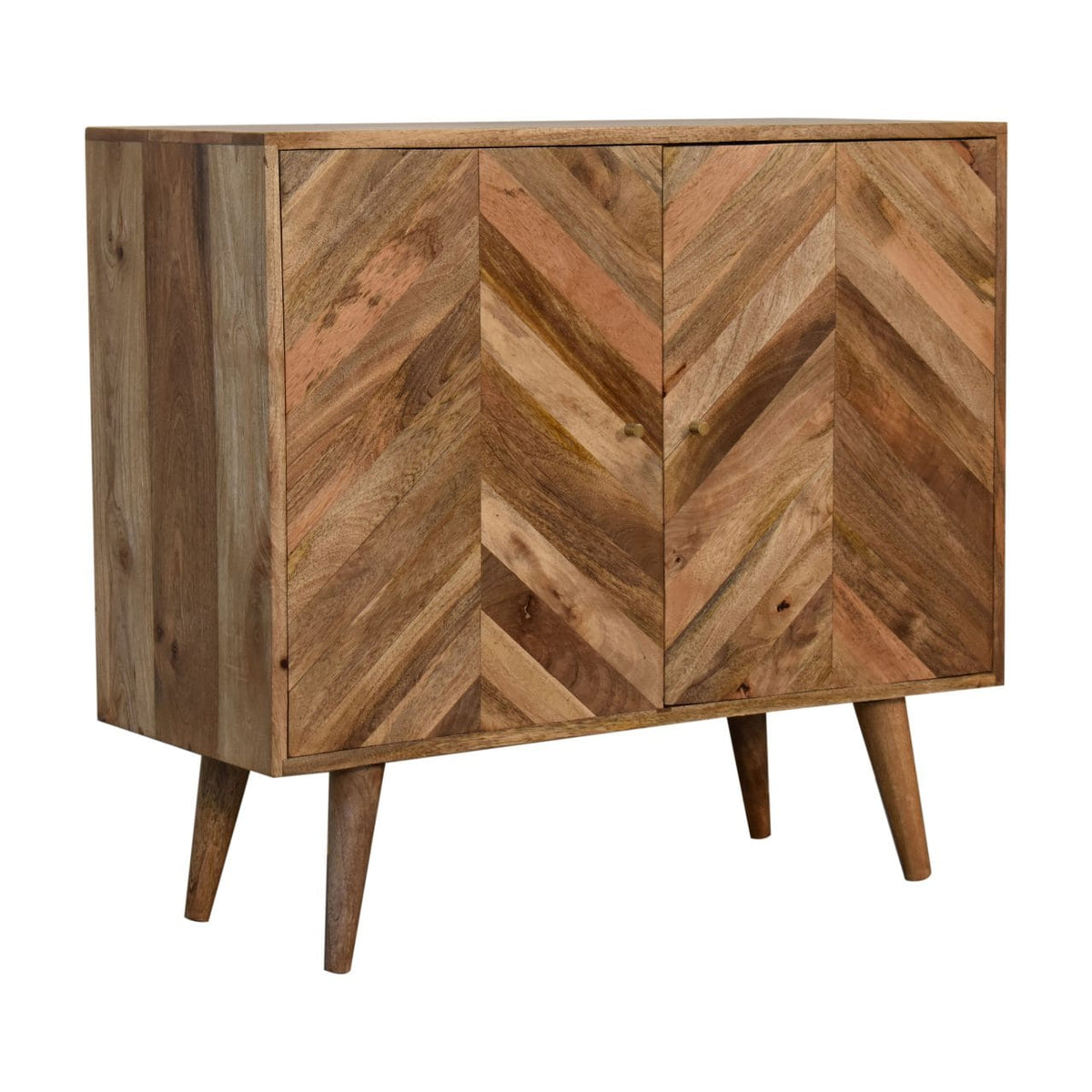 Rustic Lodge Muna Sideboard - Solid Mango Wood Buffet Cabinet for Dining Room - product view 3 showing handcrafted solid...