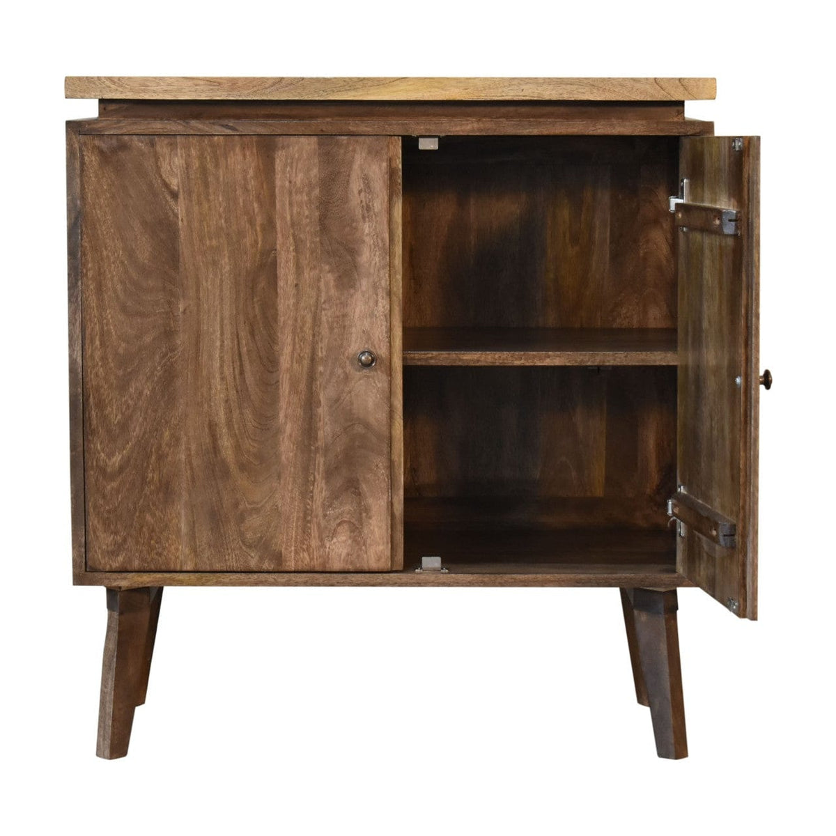 Rustic Lodge Platform Sideboard - Solid Mango Wood Buffet Cabinet for Dining Room - product view 7 showing handcrafted...