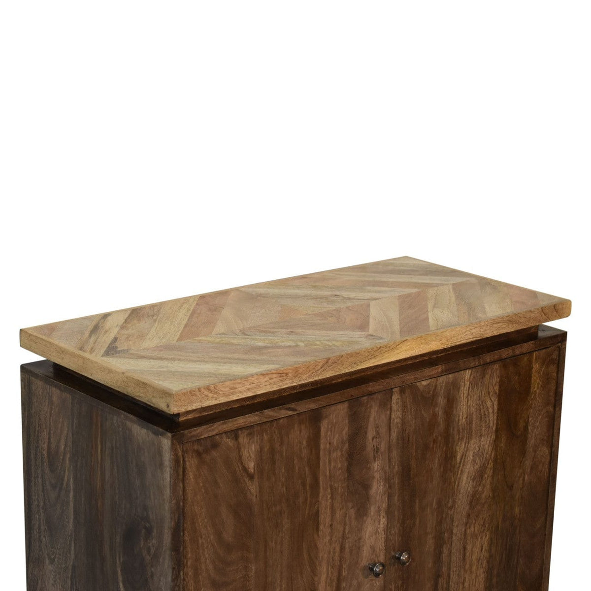 Rustic Lodge Platform Sideboard - Solid Mango Wood Buffet Cabinet for Dining Room - product view 5 showing handcrafted...