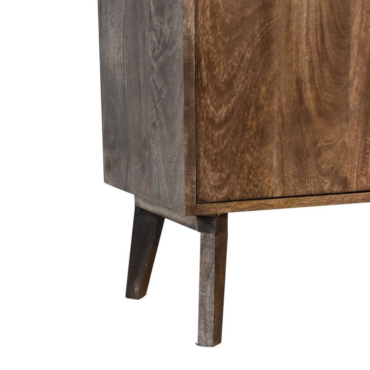 Rustic Lodge Platform Sideboard - Solid Mango Wood Buffet Cabinet for Dining Room - product view 8 showing handcrafted...