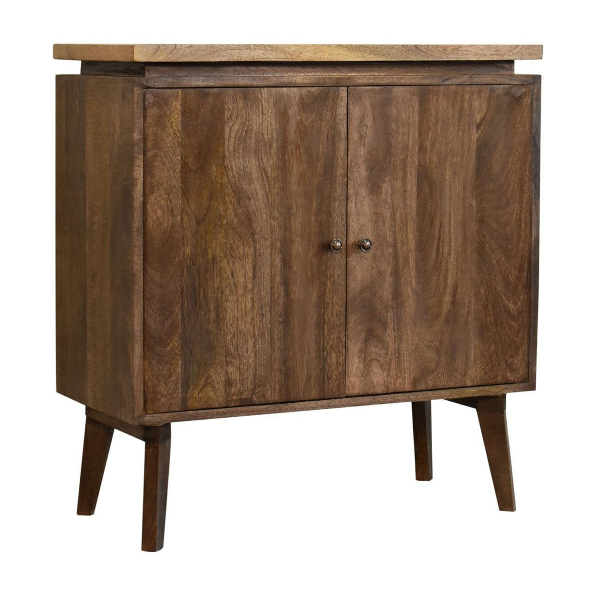 Rustic Lodge Platform Sideboard - Solid Mango Wood Buffet Cabinet for Dining Room - product view 3 showing handcrafted...