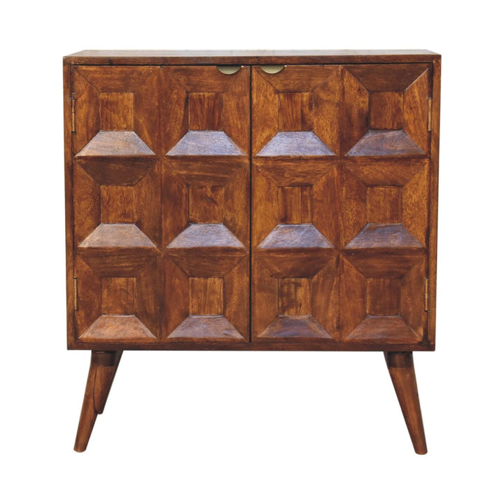 Rustic Lodge Quad Sideboard - Solid Mango Wood Buffet Cabinet for Dining Room - product view 2 showing handcrafted solid...