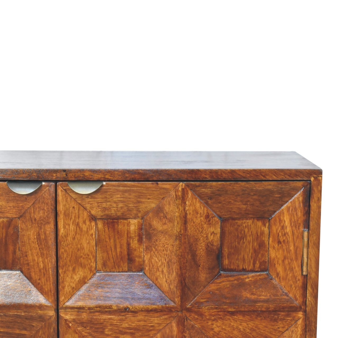 Rustic Lodge Quad Sideboard - Solid Mango Wood Buffet Cabinet for Dining Room - product view 5 showing handcrafted solid...