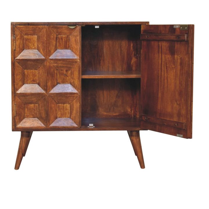Rustic Lodge Quad Sideboard - Solid Mango Wood Buffet Cabinet for Dining Room - product view 7 showing handcrafted solid...