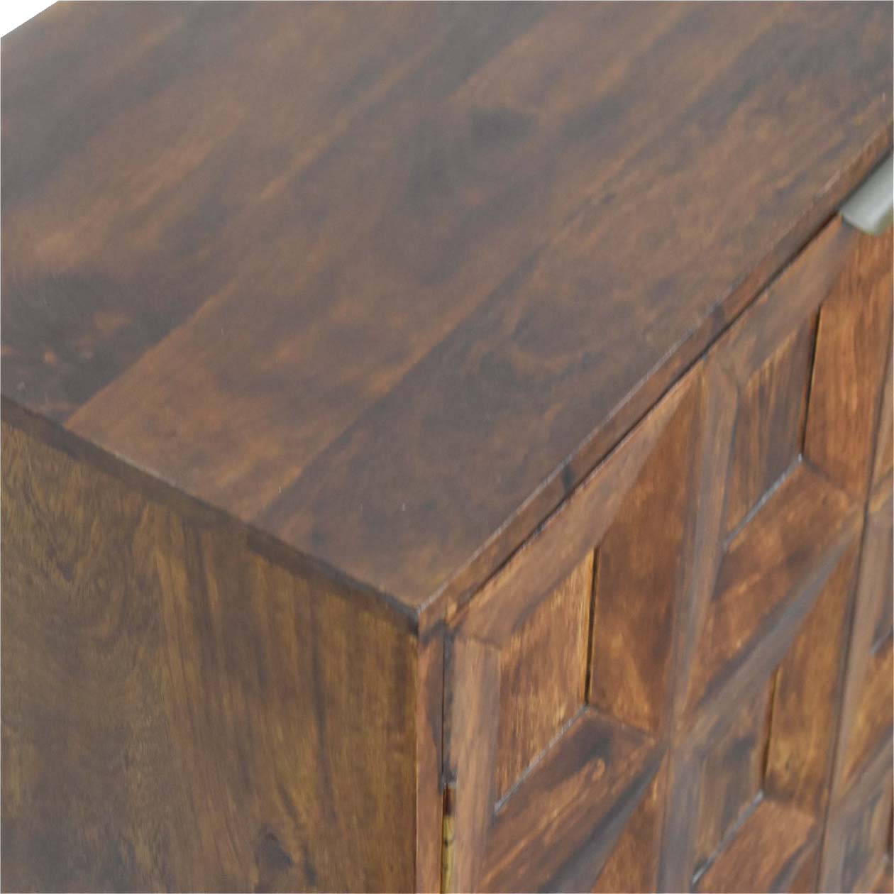 Rustic Lodge Quad Sideboard - Solid Mango Wood Buffet Cabinet for Dining Room - product view 6 showing handcrafted solid...