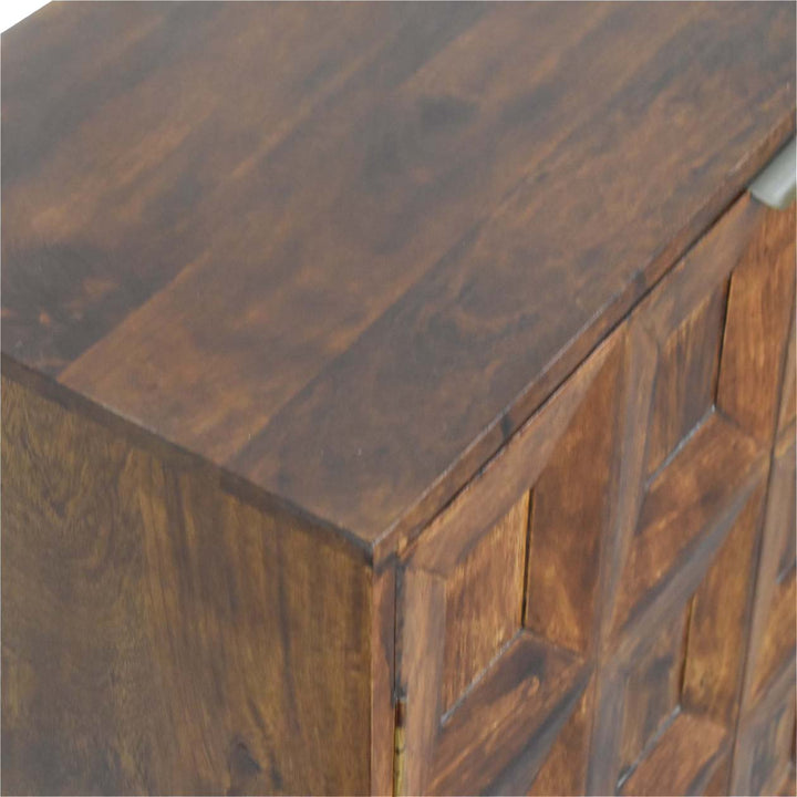 Rustic Lodge Quad Sideboard - Solid Mango Wood Buffet Cabinet for Dining Room - product view 6 showing handcrafted solid...
