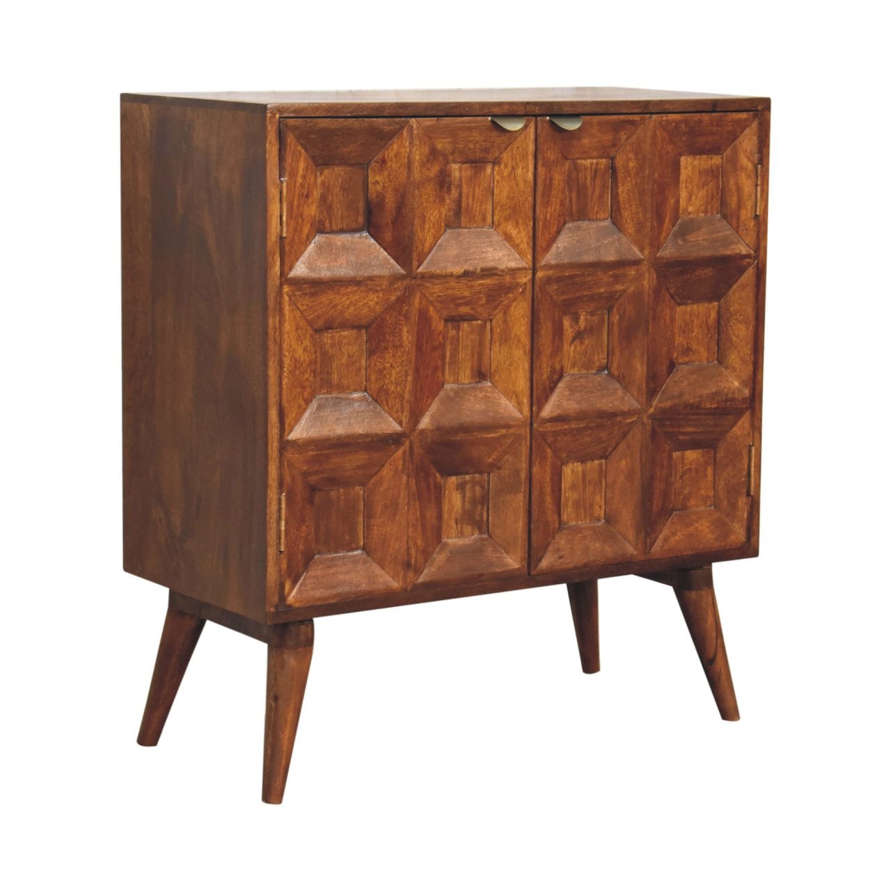 Rustic Lodge Quad Sideboard - Solid Mango Wood Buffet Cabinet for Dining Room - product view 3 showing handcrafted solid...