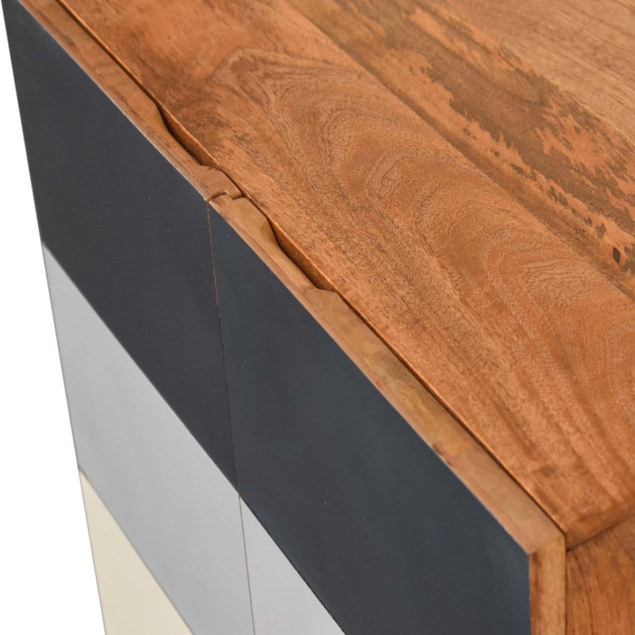 Rustic Lodge Quebec Blue Sideboard - Solid Mango Wood Buffet Cabinet for Dining Room - product view 5 showing handcrafted...
