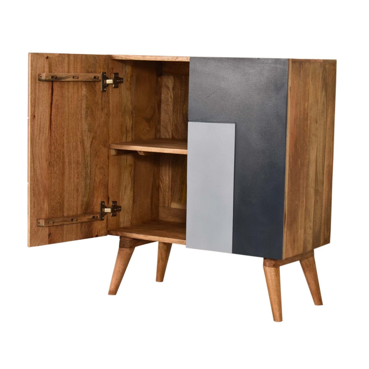 Rustic Lodge Quebec Blue Sideboard - Solid Mango Wood Buffet Cabinet for Dining Room - product view 6 showing handcrafted...