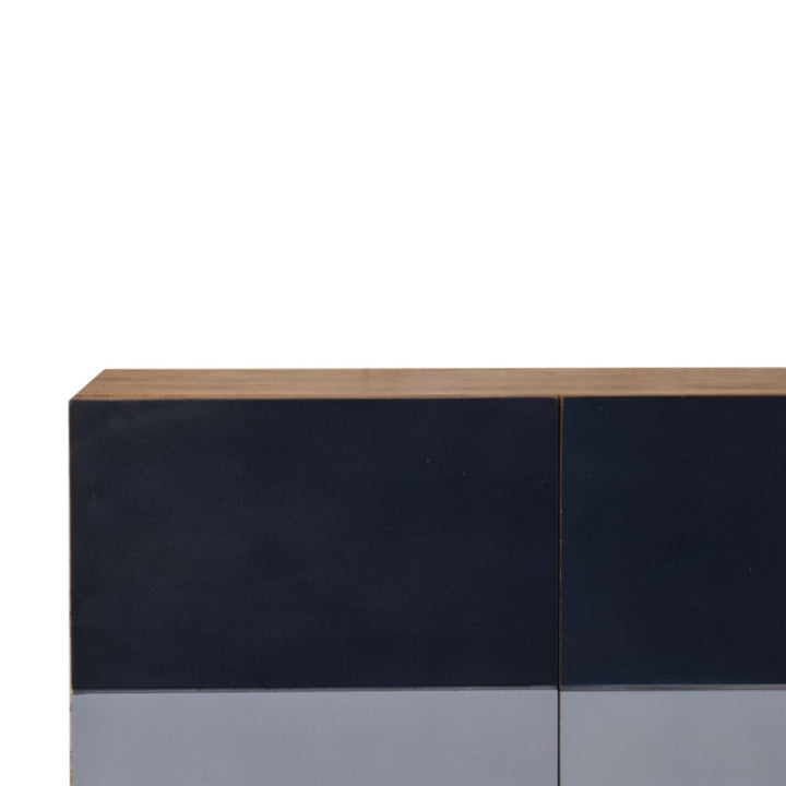 Rustic Lodge Quebec Blue Sideboard - Solid Mango Wood Buffet Cabinet for Dining Room - product view 4 showing handcrafted...