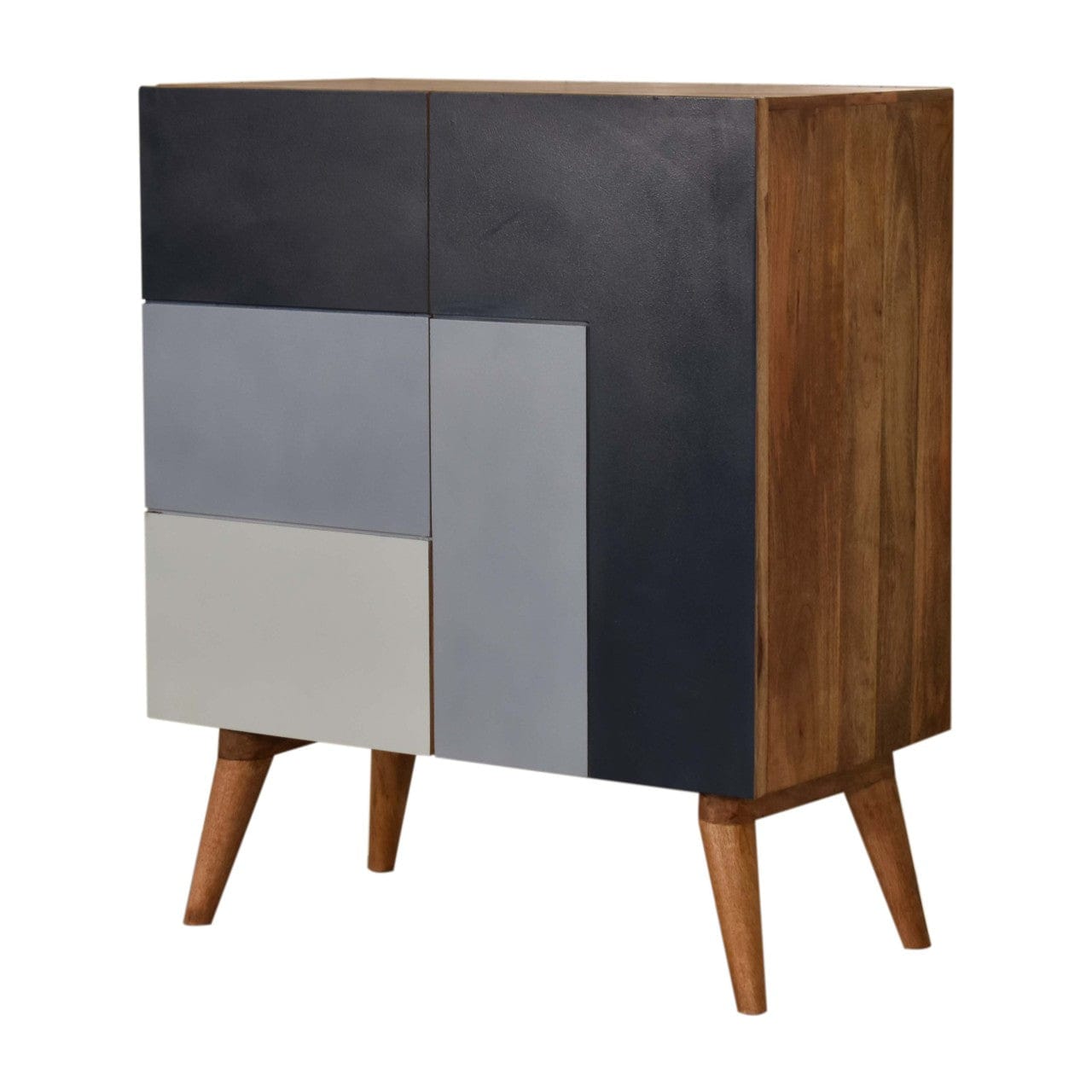 Rustic Lodge Quebec Blue Sideboard - Solid Mango Wood Buffet Cabinet for Dining Room - product view 3 showing handcrafted...