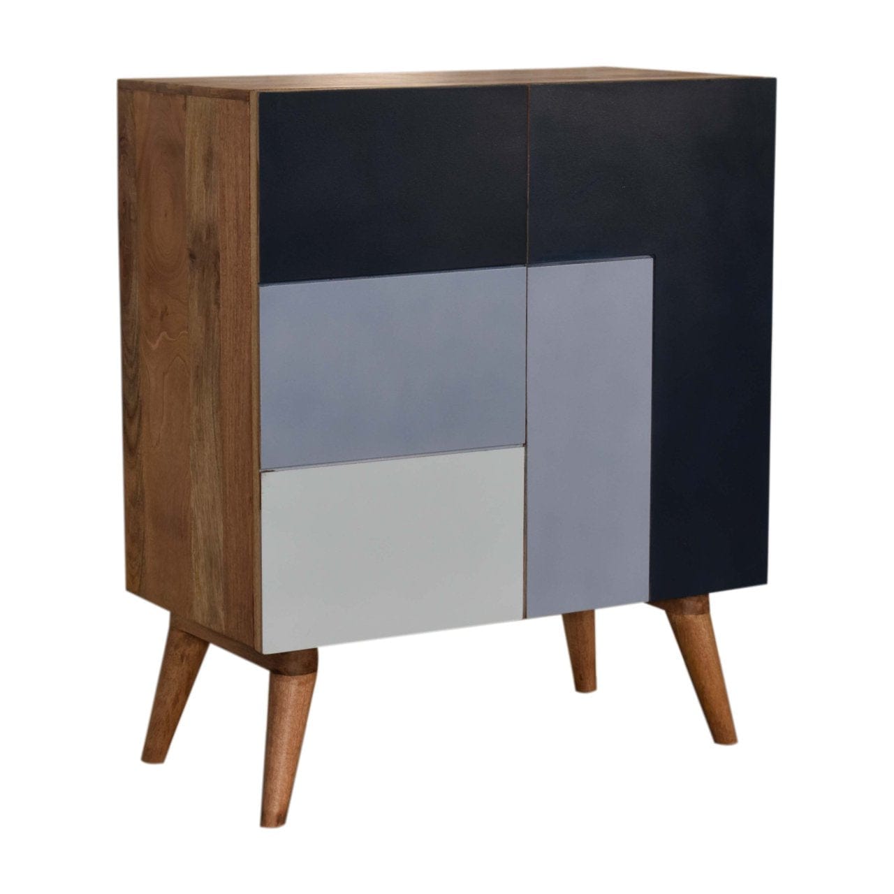 Rustic Lodge Quebec Blue Sideboard - Solid Mango Wood Buffet Cabinet for Dining Room - product view 2 showing handcrafted...