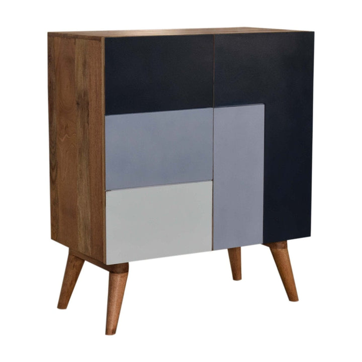 Rustic Lodge Quebec Blue Sideboard - Solid Mango Wood Buffet Cabinet for Dining Room - product view 2 showing handcrafted...