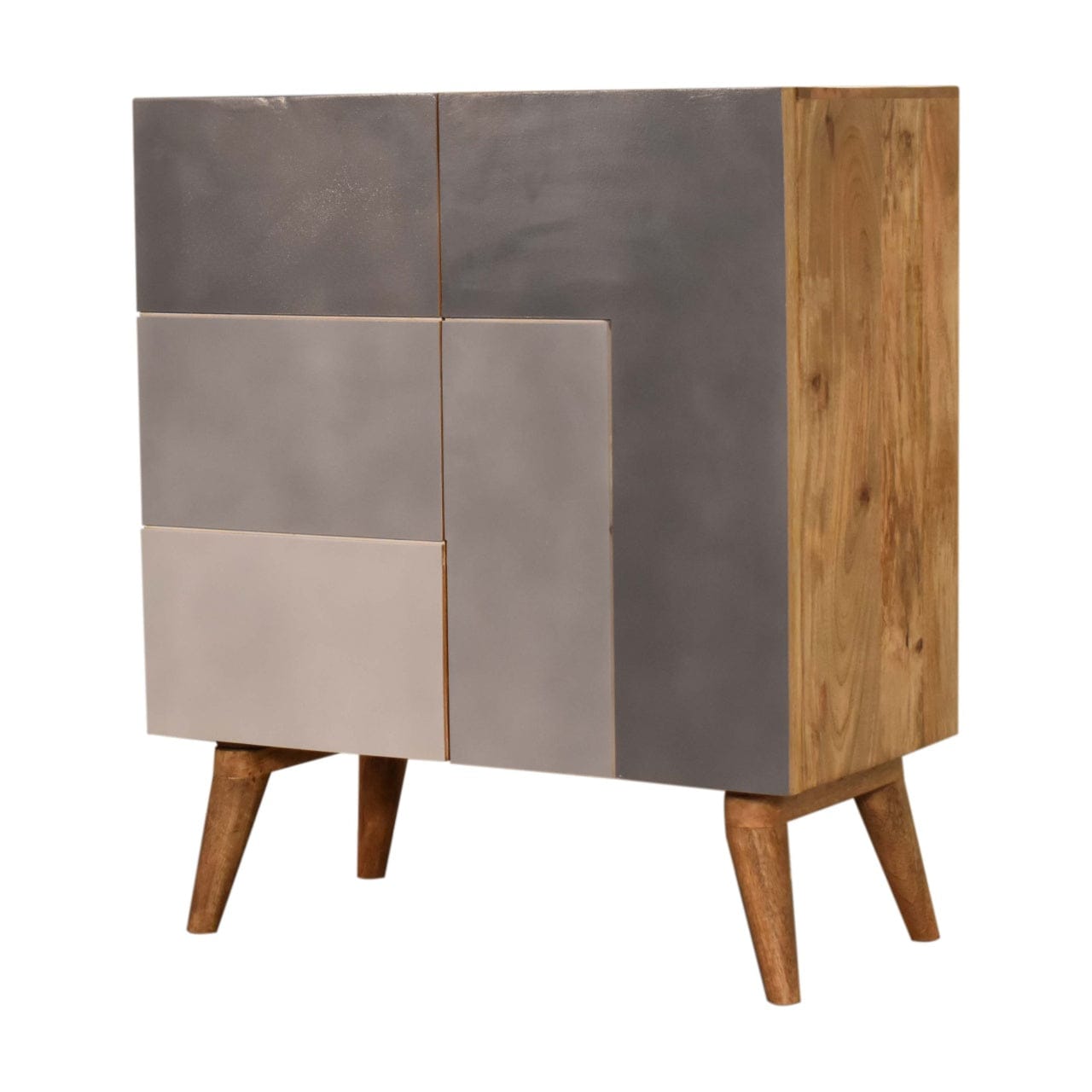 Rustic Lodge Quebec Grey Sideboard - Solid Mango Wood Buffet Cabinet for Dining Room - product view 3 showing handcrafted...