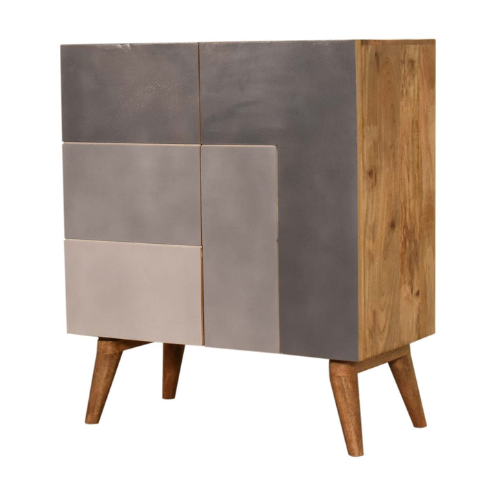 Rustic Lodge Quebec Grey Sideboard - Solid Mango Wood Buffet Cabinet for Dining Room - product view 3 showing handcrafted...
