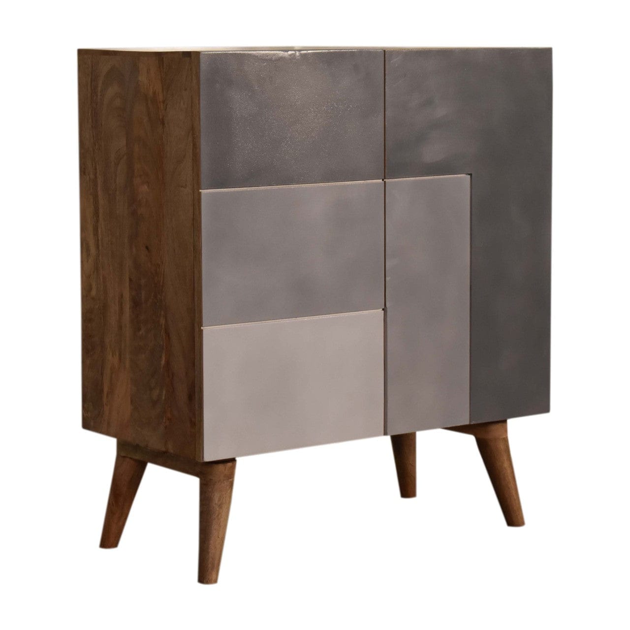 Rustic Lodge Quebec Grey Sideboard - Solid Mango Wood Buffet Cabinet for Dining Room - product view 2 showing handcrafted...