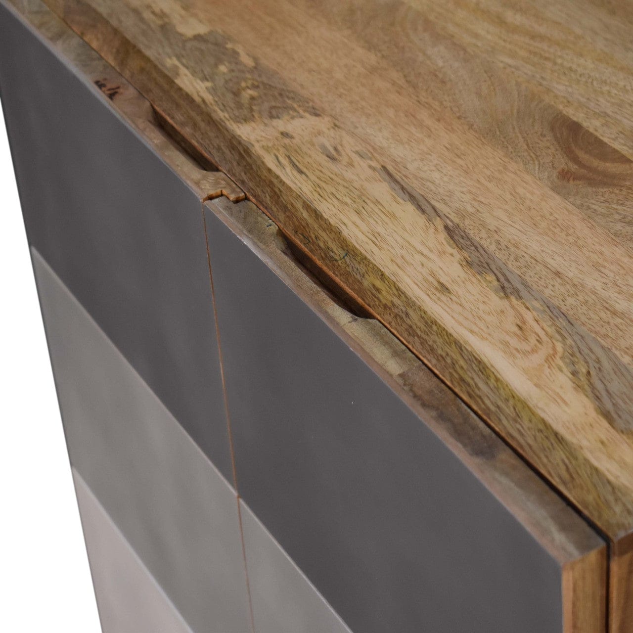 Rustic Lodge Quebec Grey Sideboard - Solid Mango Wood Buffet Cabinet for Dining Room - product view 5 showing handcrafted...