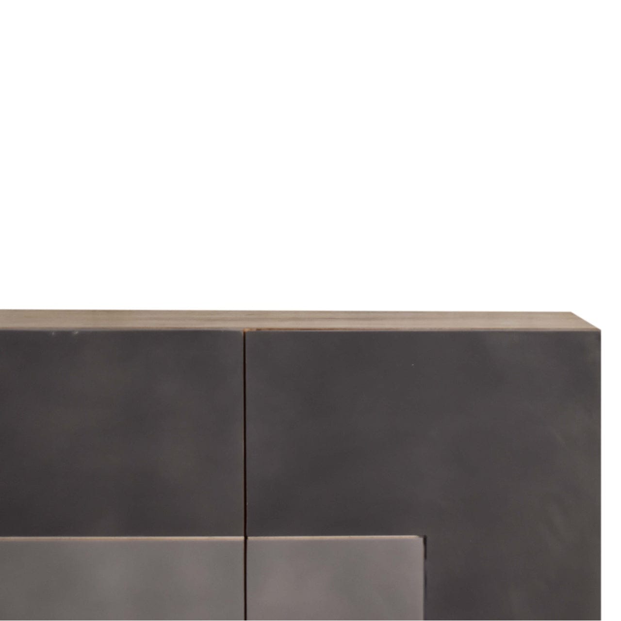 Rustic Lodge Quebec Grey Sideboard - Solid Mango Wood Buffet Cabinet for Dining Room - product view 4 showing handcrafted...