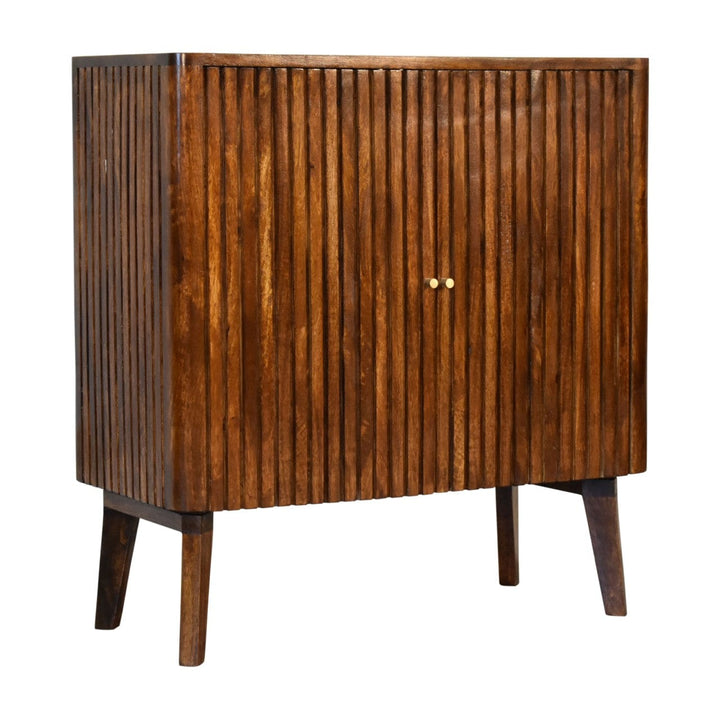 Rustic Lodge Reeve Sideboard - Solid Mango Wood Buffet Cabinet for Dining Room - product view 3 showing handcrafted solid...