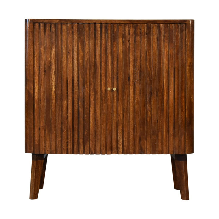Rustic Lodge Reeve Sideboard - Solid Mango Wood Buffet Cabinet for Dining Room - product view 2 showing handcrafted solid...