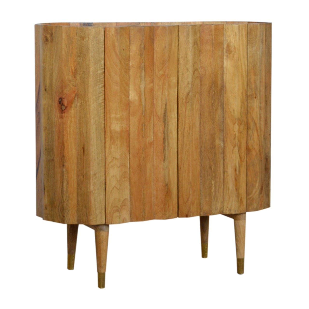 Rustic Lodge Ridged Sideboard - Solid Mango Wood Buffet Cabinet for Dining Room - product view 3 showing handcrafted...