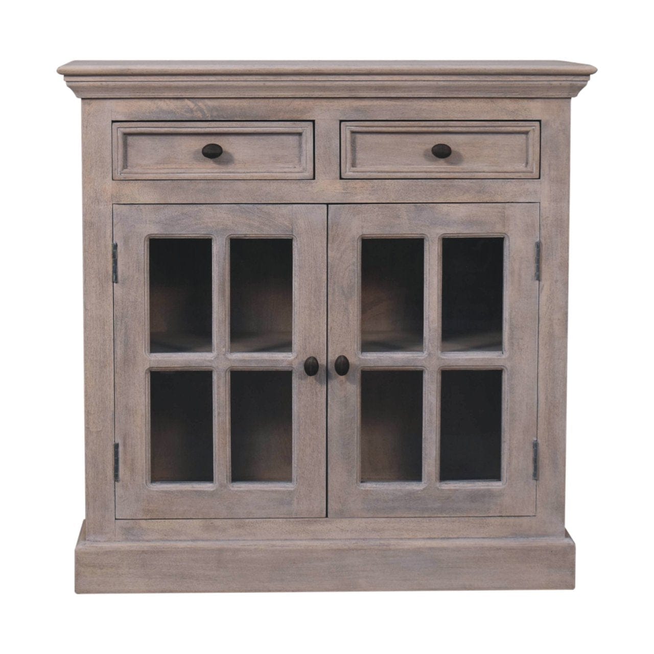 Rustic Lodge Stone Finish Sideboard - Solid Mango Wood Buffet Cabinet for Dining Room - product view 2 showing...