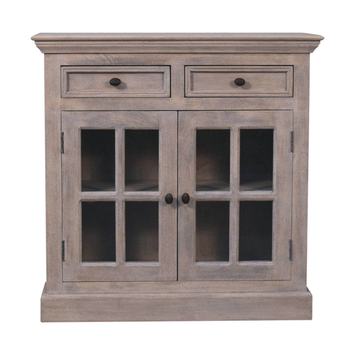 Rustic Lodge Stone Finish Sideboard - Solid Mango Wood Buffet Cabinet for Dining Room - product view 2 showing...