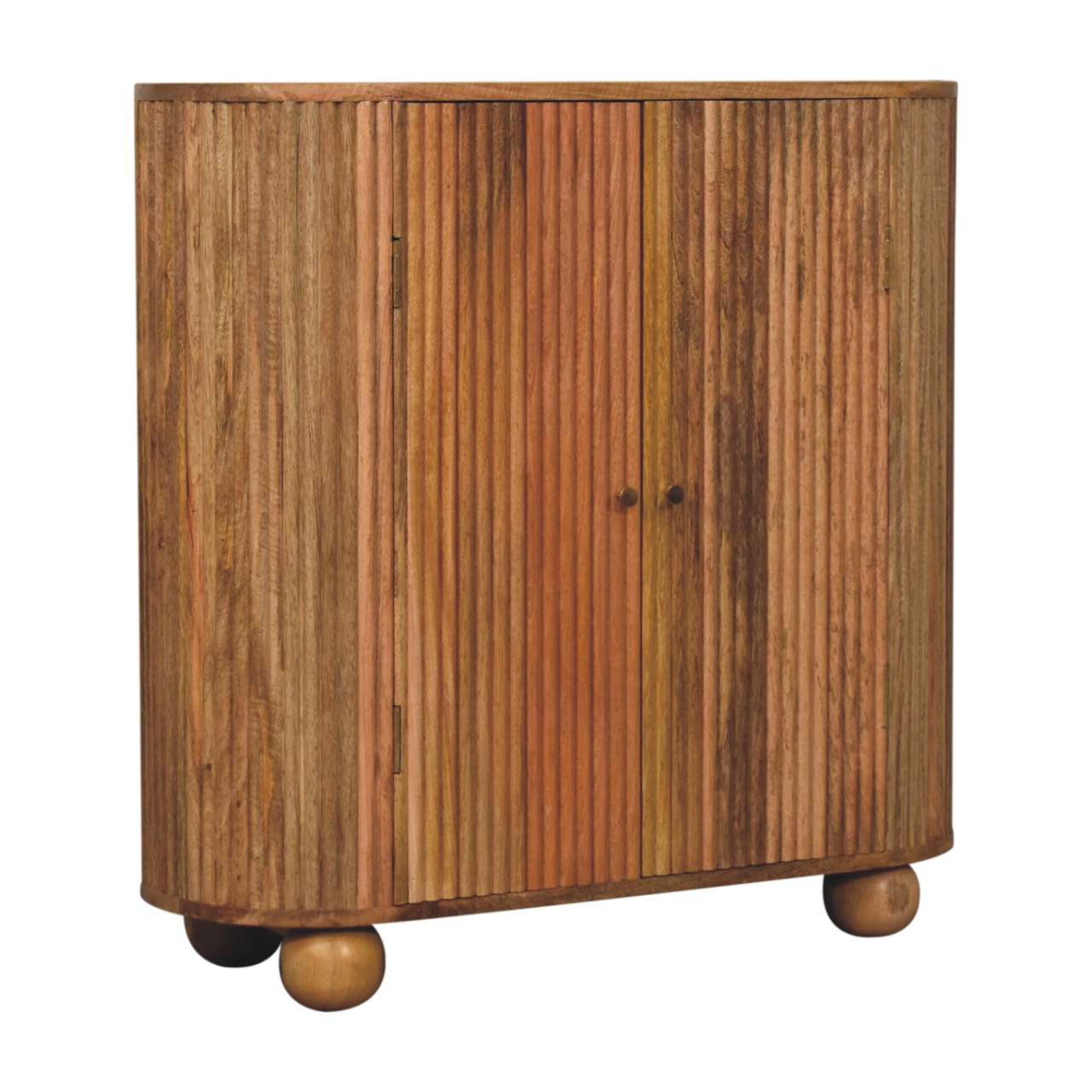 Rustic Lodge Soba Ball Sideboard - Solid Mango Wood Buffet Cabinet for Dining Room - product view 3 showing handcrafted...