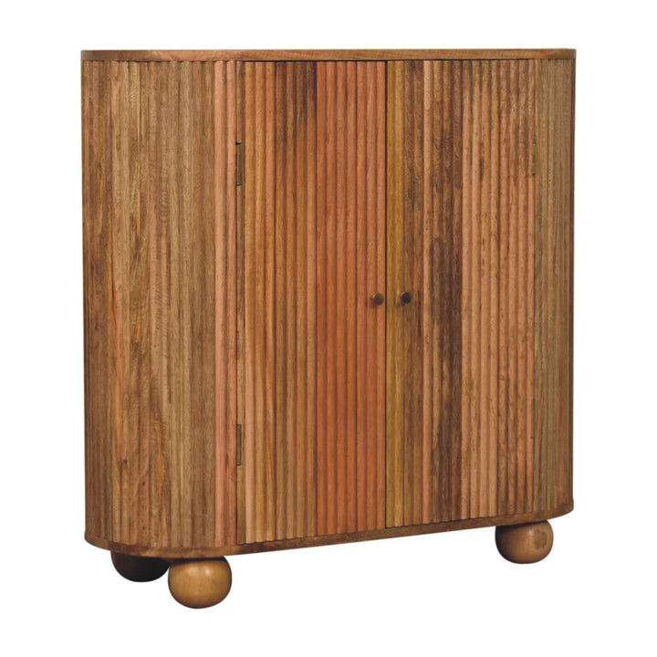 Rustic Lodge Soba Ball Sideboard - Solid Mango Wood Buffet Cabinet for Dining Room - product view 3 showing handcrafted...