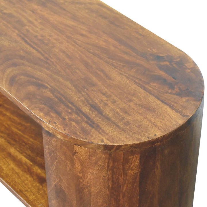 Rustic Lodge Soba Chestnut Shoe Sideboard - Solid Mango Wood Buffet Cabinet for Dining Room - product view 5 showing...