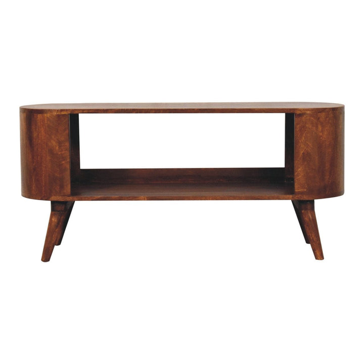 Rustic Lodge Soba Chestnut Shoe Sideboard - Solid Mango Wood Buffet Cabinet for Dining Room - main view showing...