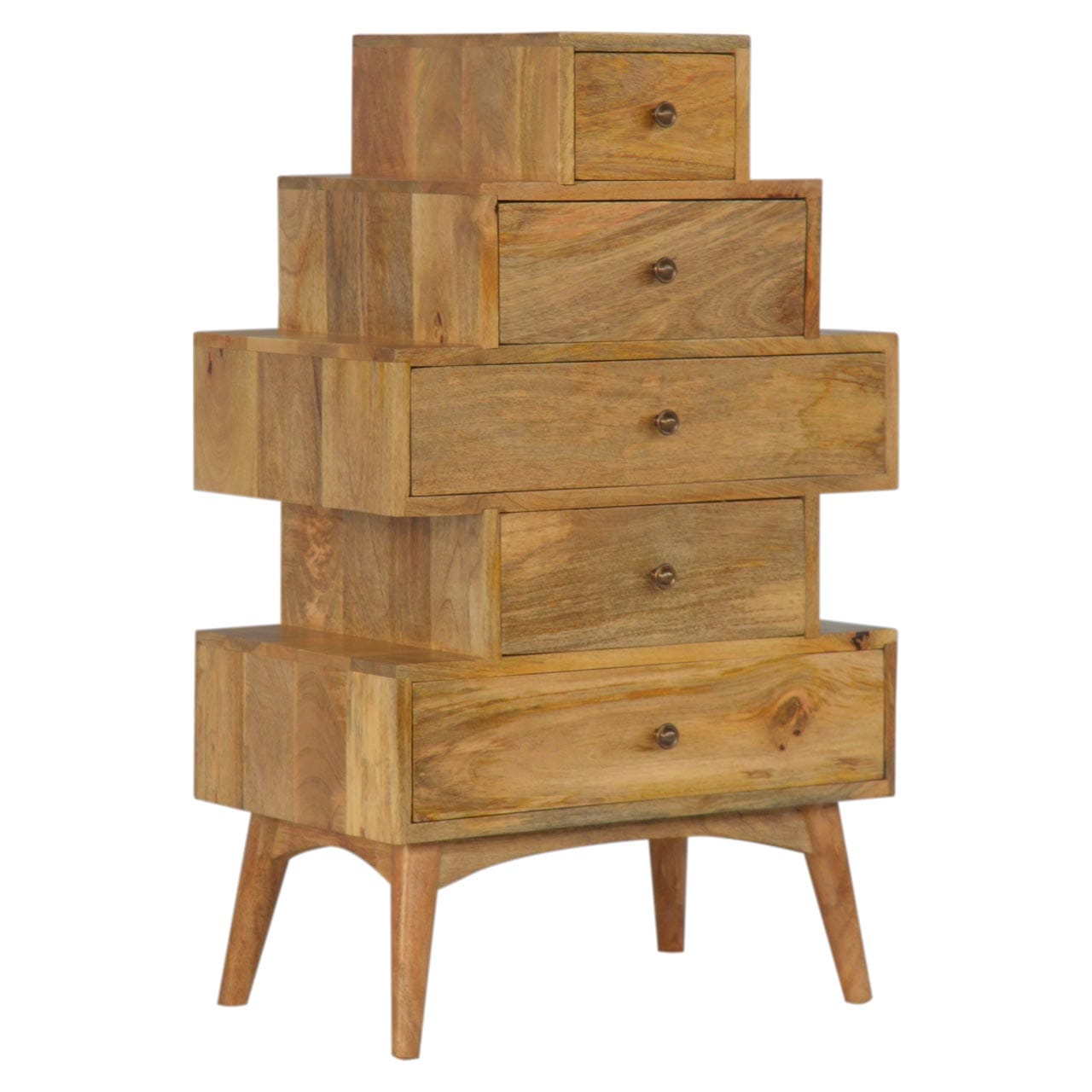 Rustic Lodge Solid Wood Tower Dresser Sideboard - Solid Mango Wood Buffet Cabinet for Dining Room - main view showing...