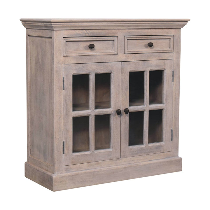 Rustic Lodge Stone Finish Sideboard - Solid Mango Wood Buffet Cabinet for Dining Room - product view 4 showing...
