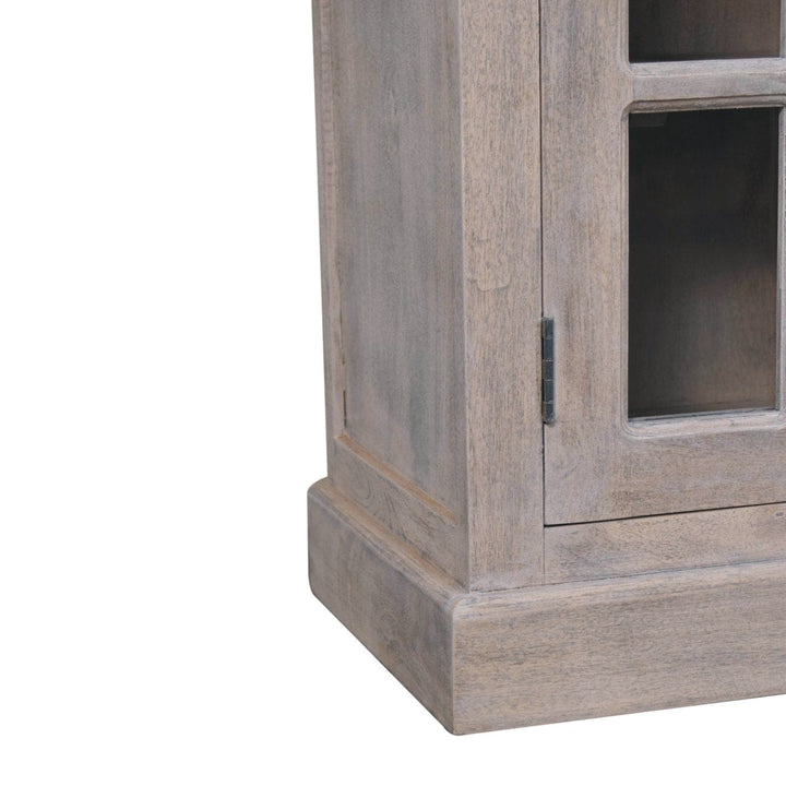 Rustic Lodge Stone Finish Sideboard - Solid Mango Wood Buffet Cabinet for Dining Room - product view 8 showing...