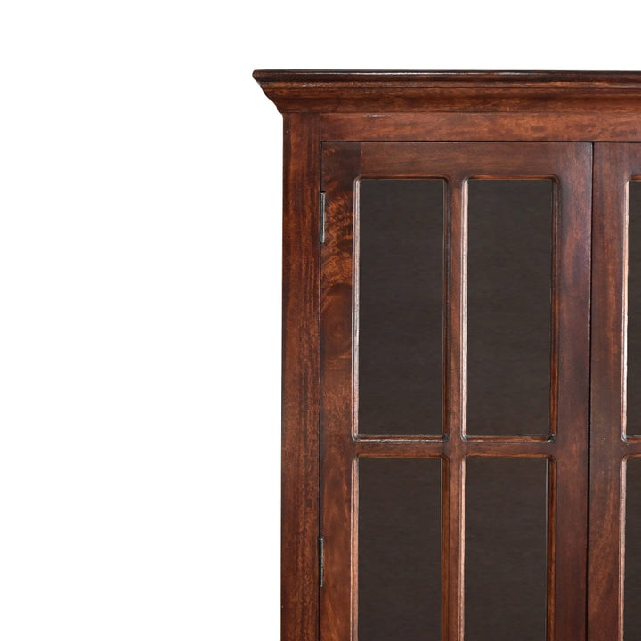 Rustic Lodge Tall Cherry Glazed Sideboard - Solid Mango Wood Buffet Cabinet for Dining Room - product view 5 showing...