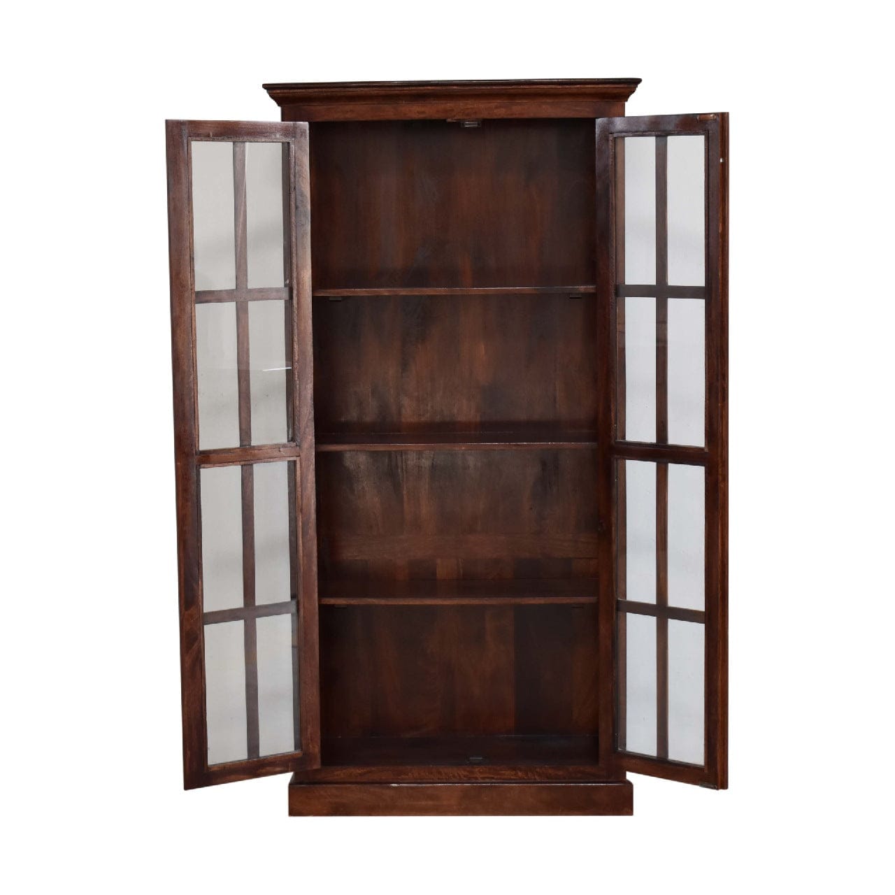 Rustic Lodge Tall Cherry Glazed Sideboard - Solid Mango Wood Buffet Cabinet for Dining Room - product view 8 showing...