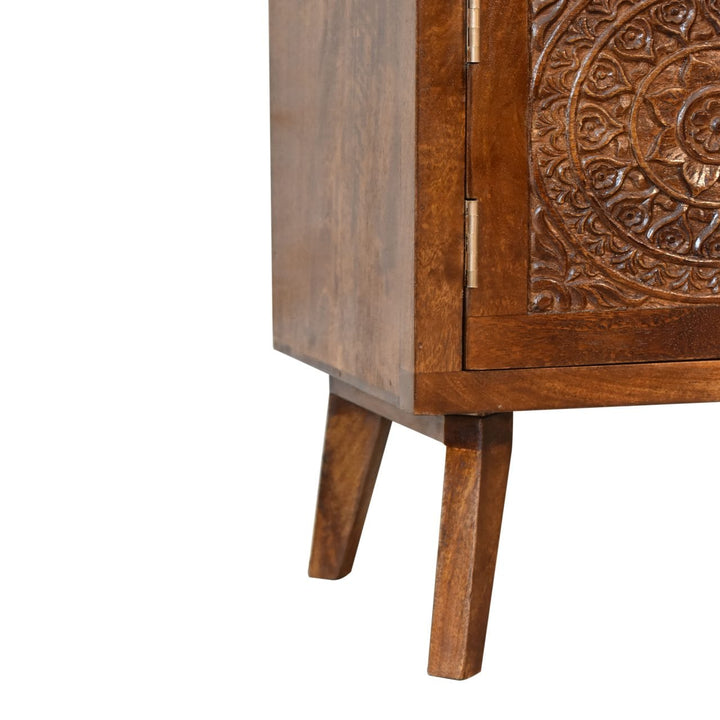 Rustic Lodge Tova Open Shelf Sideboard - Solid Mango Wood Buffet Cabinet for Dining Room - product view 8 showing...