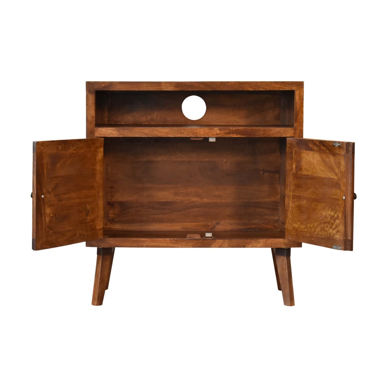 Rustic Lodge Tova Open Shelf Sideboard - Solid Mango Wood Buffet Cabinet for Dining Room - product view 7 showing...