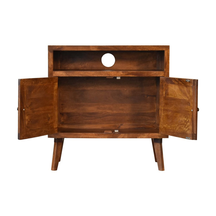 Rustic Lodge Tova Open Shelf Sideboard - Solid Mango Wood Buffet Cabinet for Dining Room - product view 7 showing...
