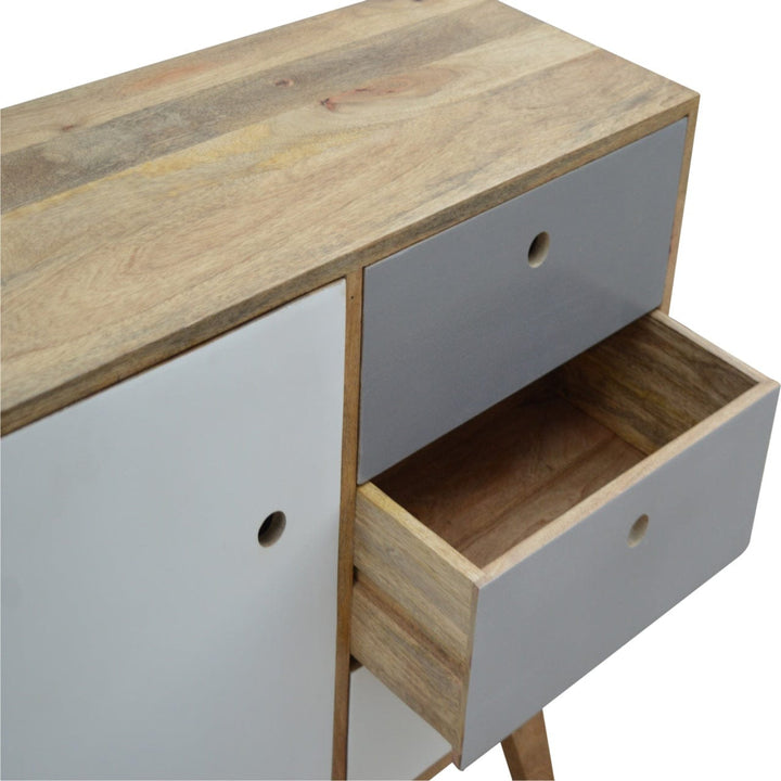 Rustic Lodge Two Tone Hand Painted Sideboard - Solid Mango Wood Buffet Cabinet for Dining Room - product view 5 showing...