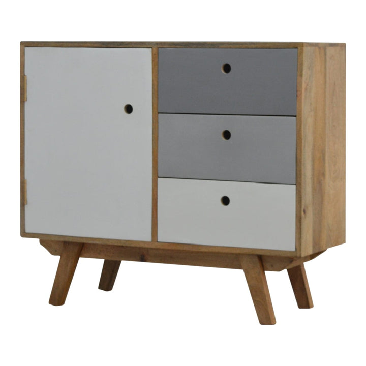 Rustic Lodge Two Tone Hand Painted Sideboard - Solid Mango Wood Buffet Cabinet for Dining Room - product view 3 showing...