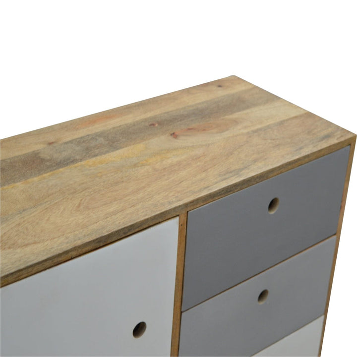 Rustic Lodge Two Tone Hand Painted Sideboard - Solid Mango Wood Buffet Cabinet for Dining Room - product view 4 showing...