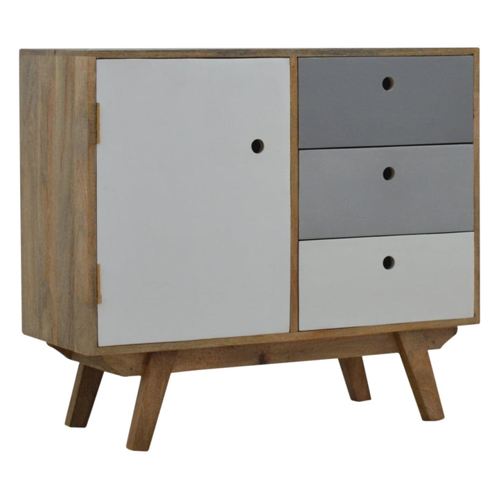 Rustic Lodge Two Tone Hand Painted Sideboard - Solid Mango Wood Buffet Cabinet for Dining Room - product view 2 showing...