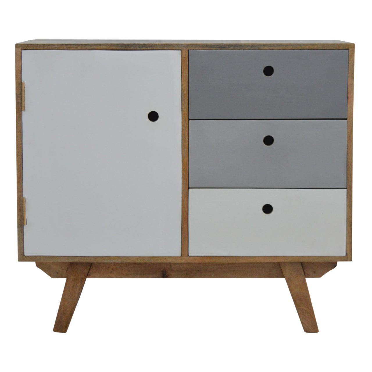 Rustic Lodge Two Tone Hand Painted Sideboard - Solid Mango Wood Buffet Cabinet for Dining Room - main view showing...