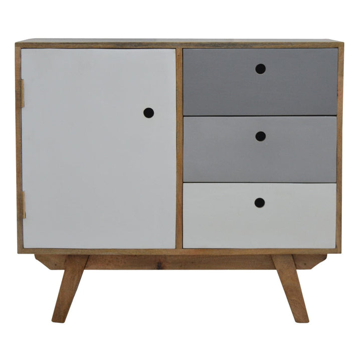 Rustic Lodge Two Tone Hand Painted Sideboard - Solid Mango Wood Buffet Cabinet for Dining Room - main view showing...