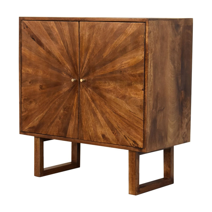 Rustic Lodge U-Shape Chestnut Sunrise Sideboard - Solid Mango Wood Buffet Cabinet for Dining Room - product view 4...