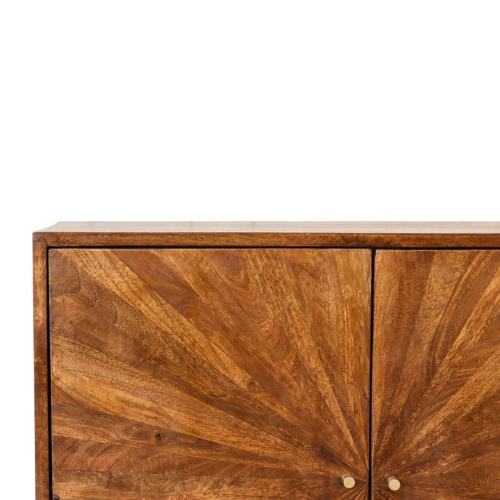 Rustic Lodge U-Shape Chestnut Sunrise Sideboard - Solid Mango Wood Buffet Cabinet for Dining Room - product view 5...
