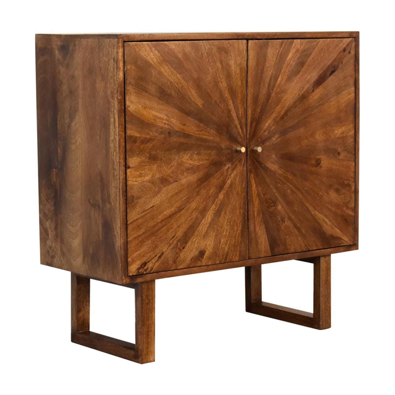 Rustic Lodge U-Shape Chestnut Sunrise Sideboard - Solid Mango Wood Buffet Cabinet for Dining Room - main view showing...