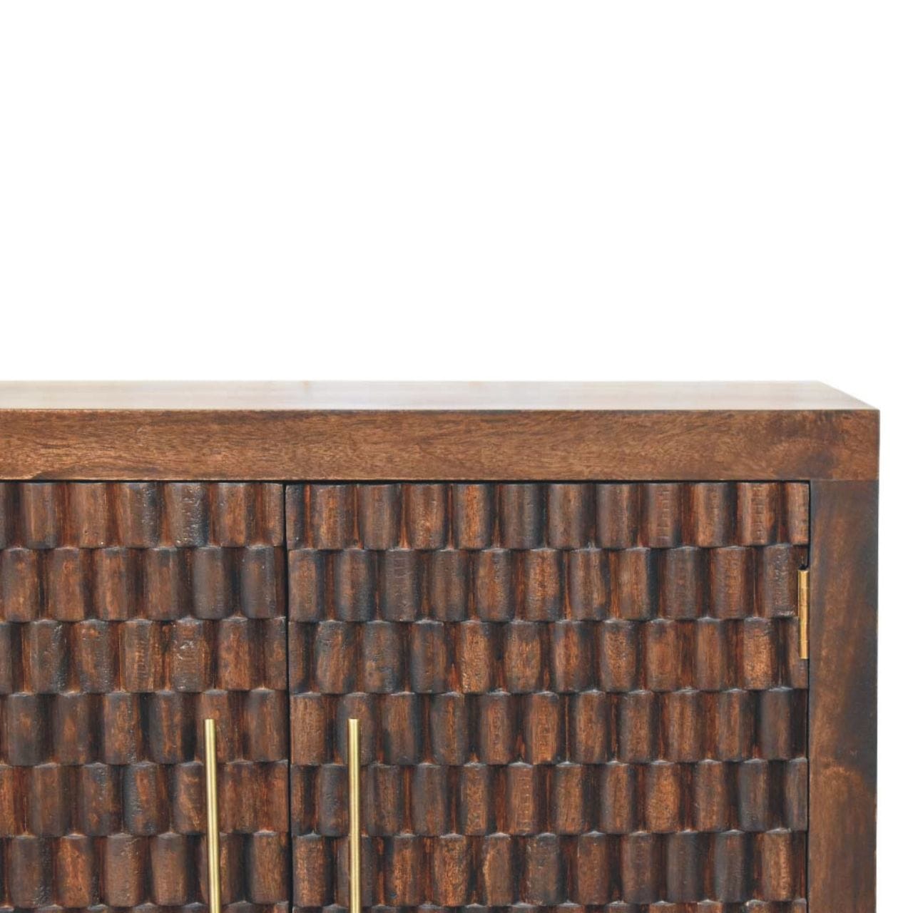 Rustic Lodge Vesta Textured Sideboard - Solid Mango Wood Buffet Cabinet for Dining Room - product view 4 showing...