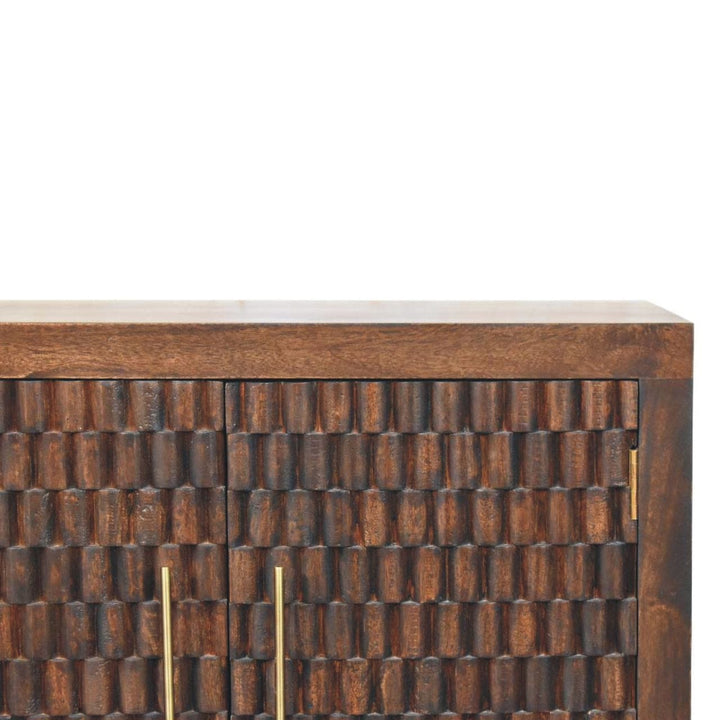Rustic Lodge Vesta Textured Sideboard - Solid Mango Wood Buffet Cabinet for Dining Room - product view 4 showing...